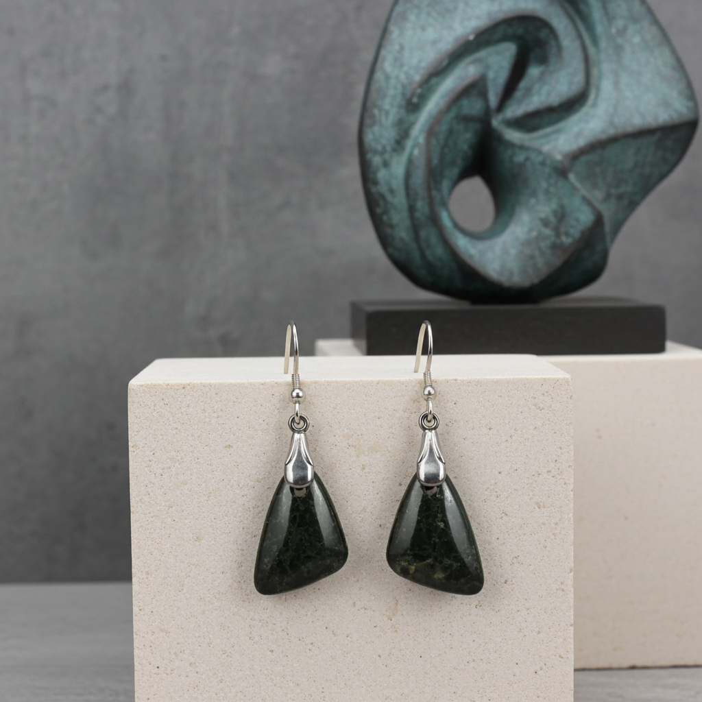 Black Gemstone Chalcopyrite Drop Earrings