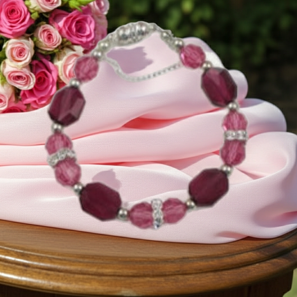 Ruby and Rose Crystal Beaded Bracelet Child's