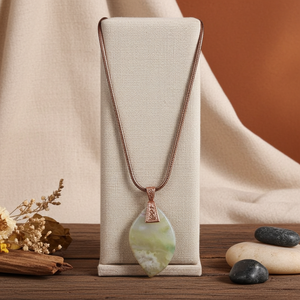 Jasper Pendant on Copper Chain Necklace