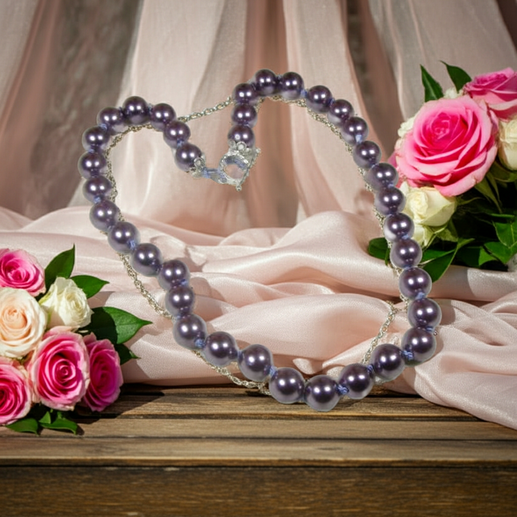 Classic Pearl Necklace in Violet