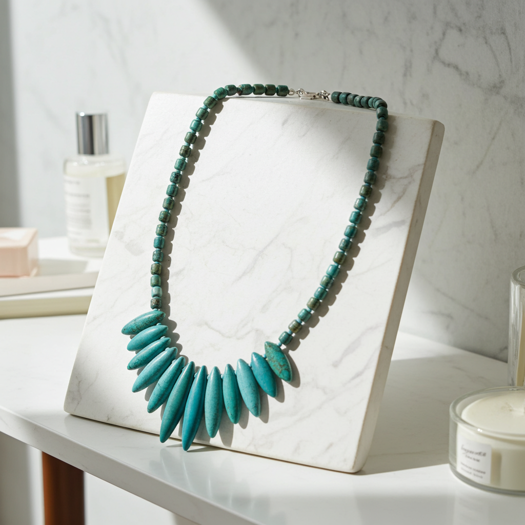 Turquoise Bib Necklace Intriguing Design