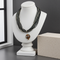 Black  Grey Multi-strand Seed Bead Necklace with Handmade Pendant