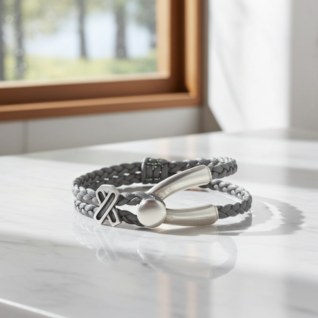 Grey Awareness  Braided Leather Bracelet