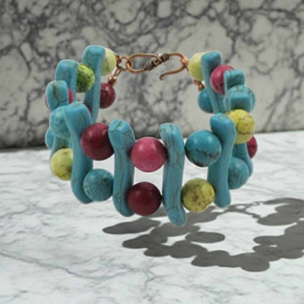 Handcrafted Dyed Howlite Cuff Bracelet