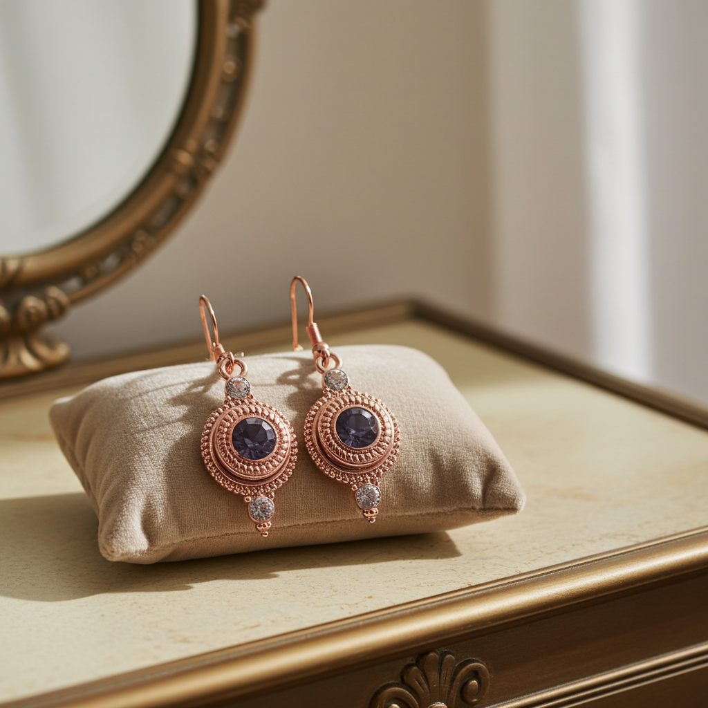 Amethyst & Rose Gold Earrings