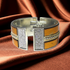 Metellic Copper Wide Crystal Cuff Bangle Bracelet in Leather