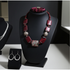Handmade Raku, Wood and Licorice Leather Jewelry Set in Maroon