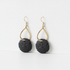 Black Sand Dollar Sea Glass Drop Earrings Gold