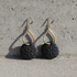 Black Sand Dollar Sea Glass Drop Earrings Gold