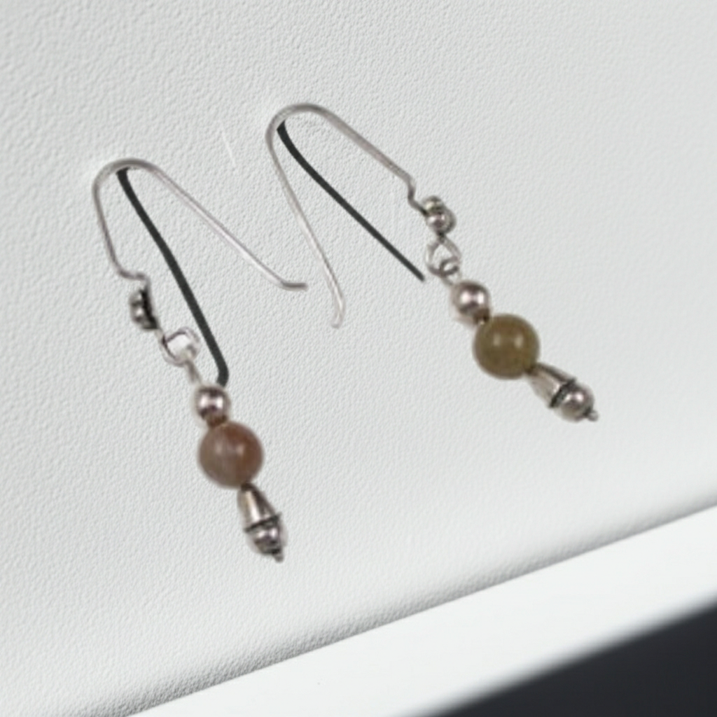 Agate Gemstone and Sterling Silver Earrings
