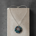 Choker with Bold Handmade Turqoise Copper Round  Pendant Raku Glazed