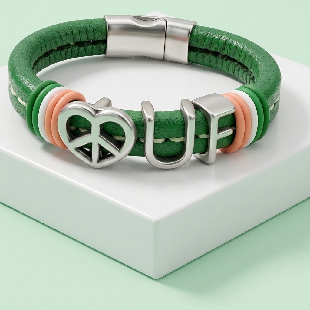 Florida Gator's Green and Orange Leather Bracelet