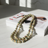 Beige African Trade Bead Necklace Double Strand