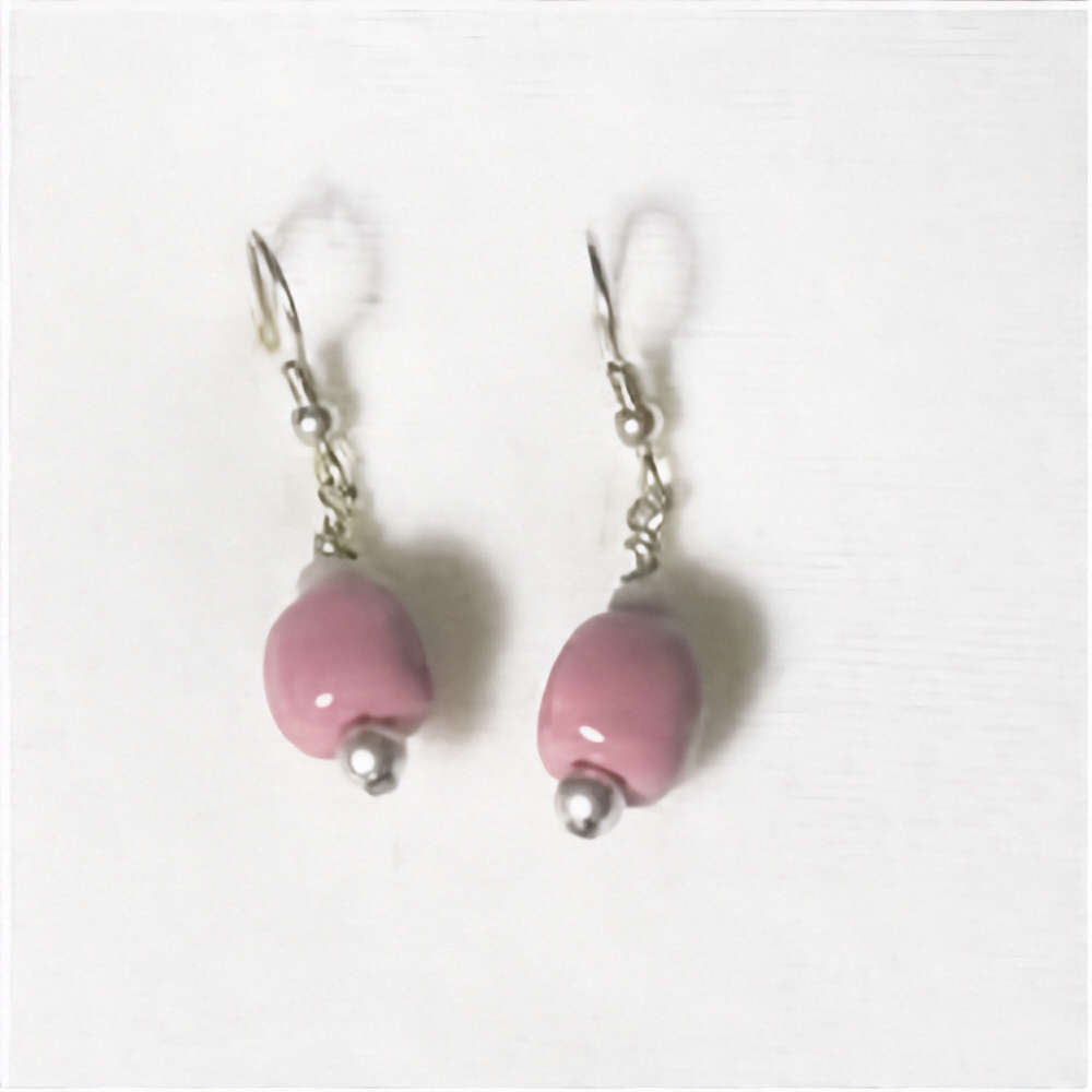 Delicate Pink Kazuri Earrings
