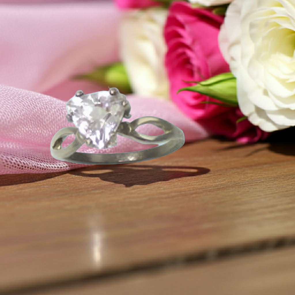 Morganite Trillion Cut Gemstone Ring Size 7