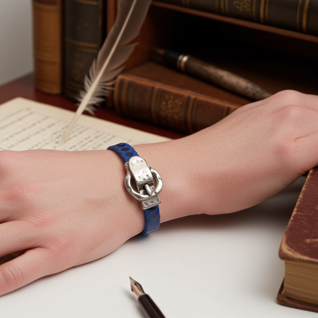 Blue Cancun Leather Bracelet Buckle Clasp