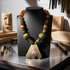 Handmade Pendant Necklace in Amber & Yellow Beads