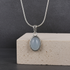 Blue Chalcedony  Cabochon Pendant Necklace