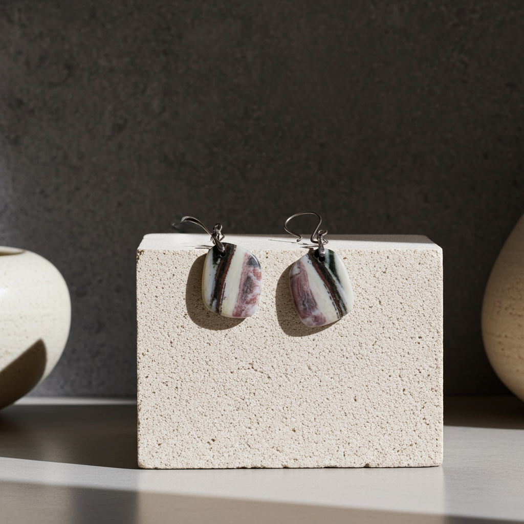 Ocean Jasper Gemstone Drop Earrings