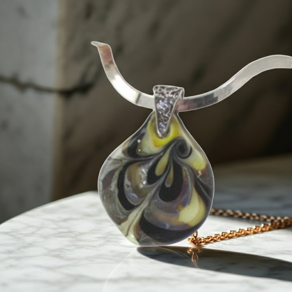 Handmade Dusty Rose Artisan Bead Pendant Necklace