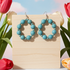 Big Gemstone Beaded Hoop Earrings