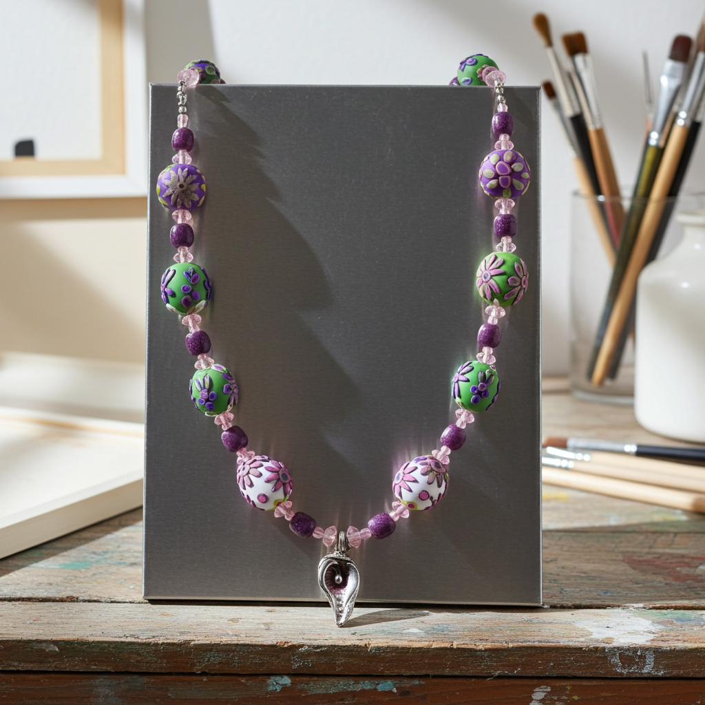 Pink Samunnat Unique Bead Necklace with Kazuri Accents