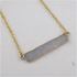 Grey Druzy Bar Pendant on Gold Chain