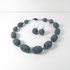 Handmade Beaded Bead Statement Necklace & Earring in Blue