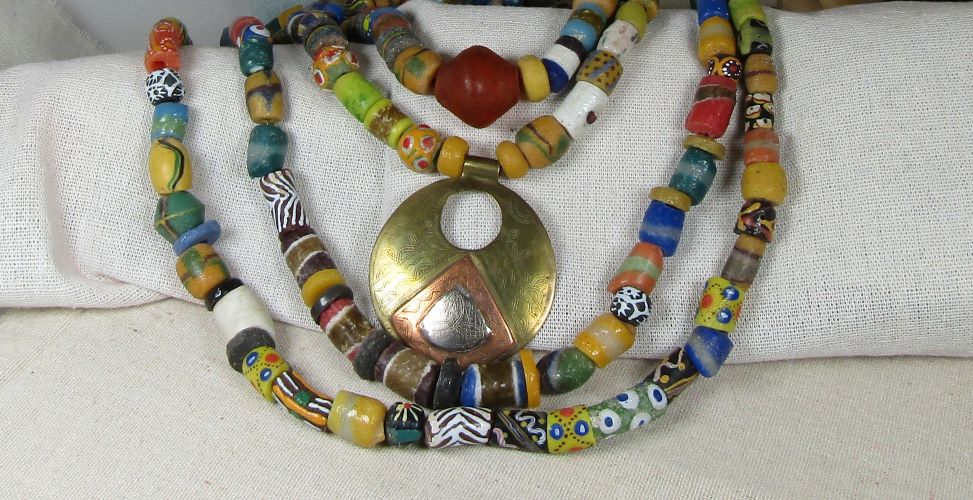 Stunning African Statement Pendant Necklace Five Strand