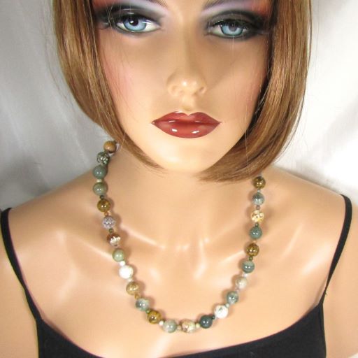 Gemstone Ocean Jasper Bead Necklace