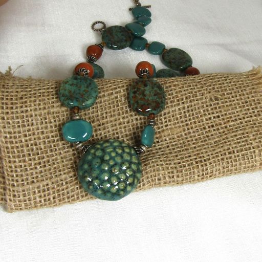 Fair Trade Bead Pendant Necklace Green