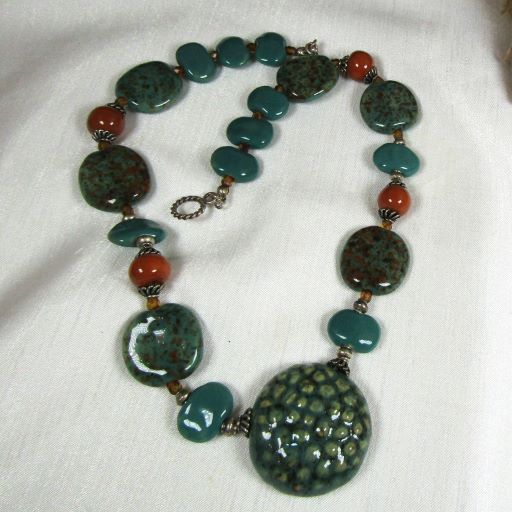 Peacock & Honey African Fashion Beaded Necklace with Pendant