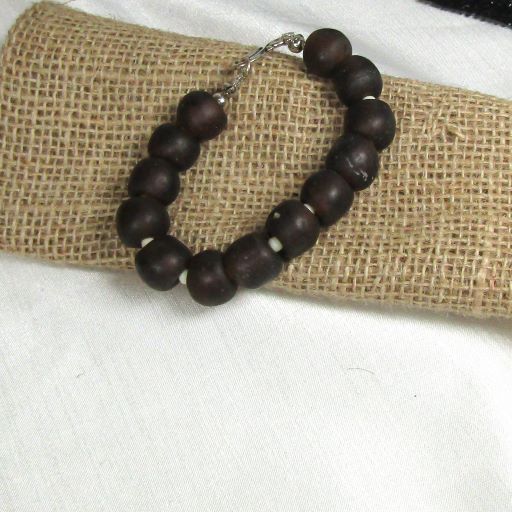 Brown Seaglass beaded bracelet