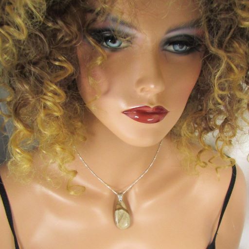 Teardrop Gemstone Jasper Pendant Necklace On Silver Chain