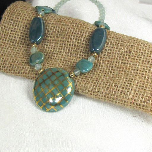 Peacock Fair Trade Kazuri Pendant Necklace
