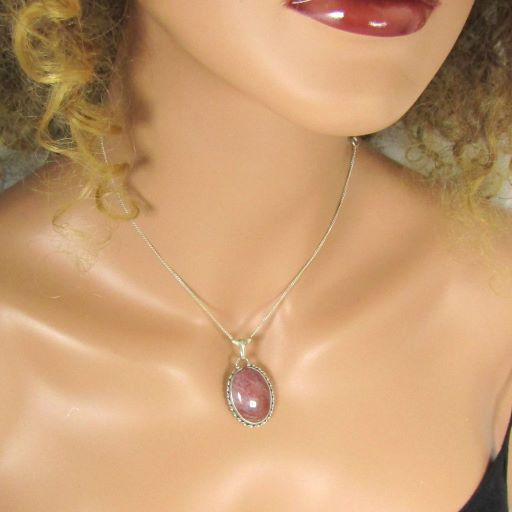 Pink Gemstone Pendant Necklace Muscovite Quartzite