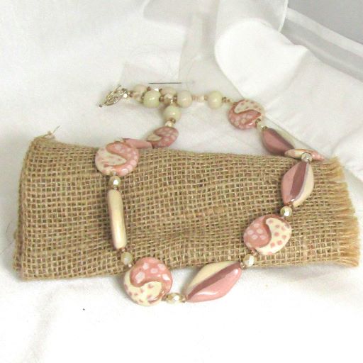 Handmade fair trade pink Kazuri Necklace