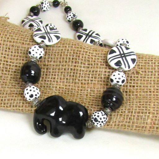 Black & White Fair Trade Kazuri Bead Necklace