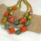 Double Strand Festive Kazuri Necklace & Earrings