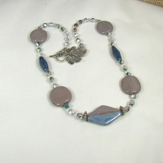 Classic Fair Trade Grey and Teal Kazuri Necklace