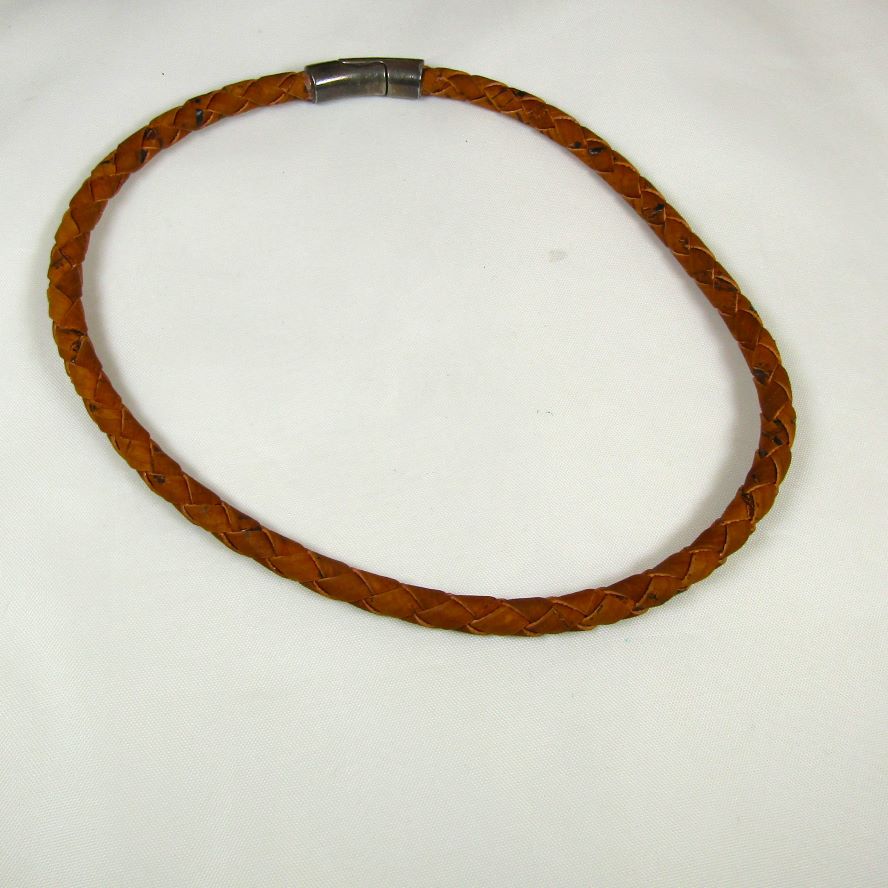 Brown Braided Portuguese Cork Necklace Men's Jewelry