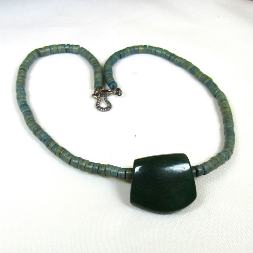 Green Surfer Necklace  Unisex Man's Necklace