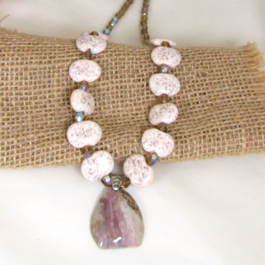 Gemstone Pendant on Fair Trade Beaded Necklace