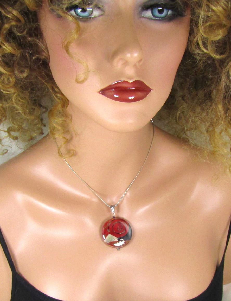 Red LHandmade Pendant Necklace Handmade