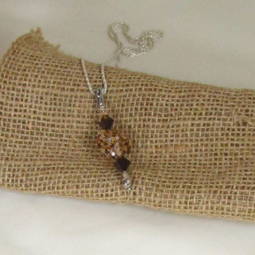 Amber Flecked Artisan Pendant Necklace