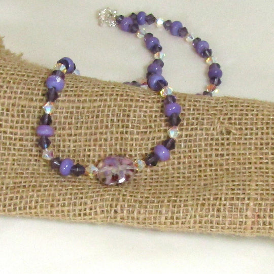Handmade Lilac Artisan Bead Necklace
