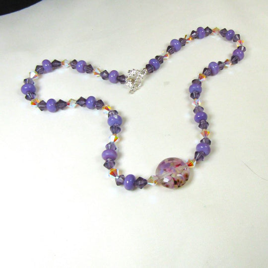 Purple Handmade Artisan Bead Necklace
