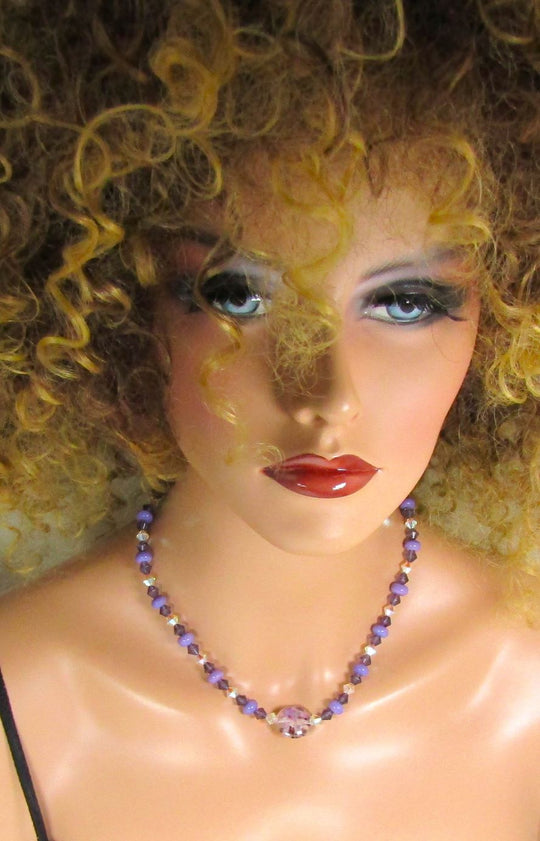 Purple Handmade Artisan Bead Necklace