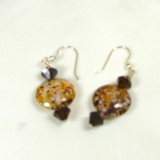 Clearly on Safari Brown LArtisan Bead & Crystal Earrings
