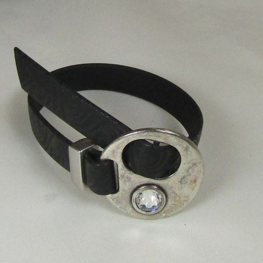 Black Bracelet Soft Supple Vinyl Cord Buckle Style